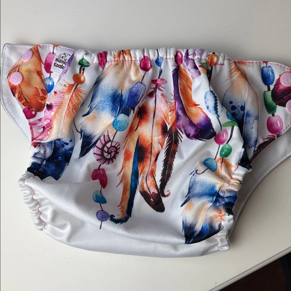 NEW Mama Kuala Feather Print Diaper Cover with MK Insert